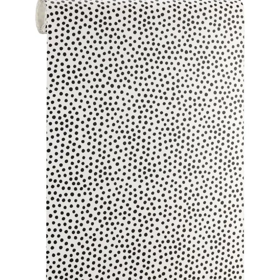 Kwantum Vliesbehang*Behang Polka Zwart Wit