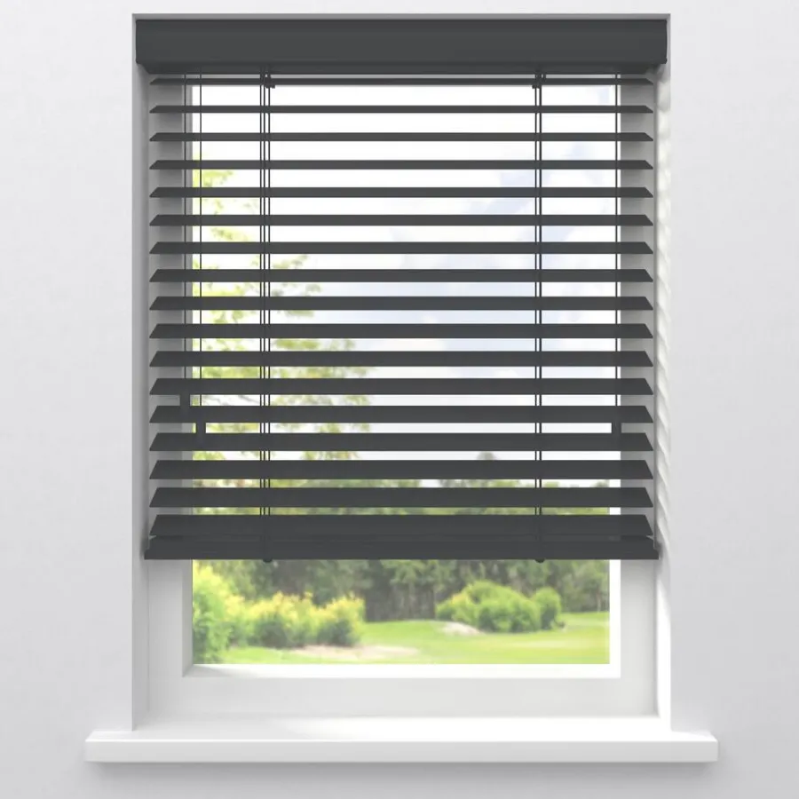 Kwantum Jaloezieën|Houten Jaloezieën*Fenstr Bamboe Jaloezie Wessel 50mm Antraciet