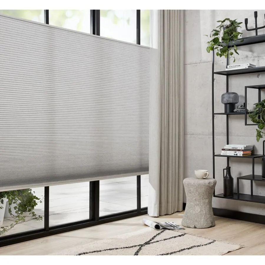 Kwantum Plisségordijnen*Fenstr Dubbel Plissé Puck Lichtgrijs Lichtdoorlatend