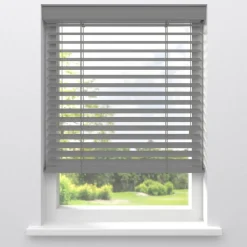 Kwantum Houten Jaloezieën|Jaloezieën*Fenstr Houten Jaloezie Hein 50mm Grijs