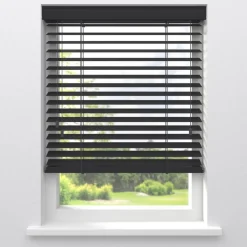 Kwantum Houten Jaloezieën|Jaloezieën*Fenstr Houten Jaloezie Wout 50mm Zwart