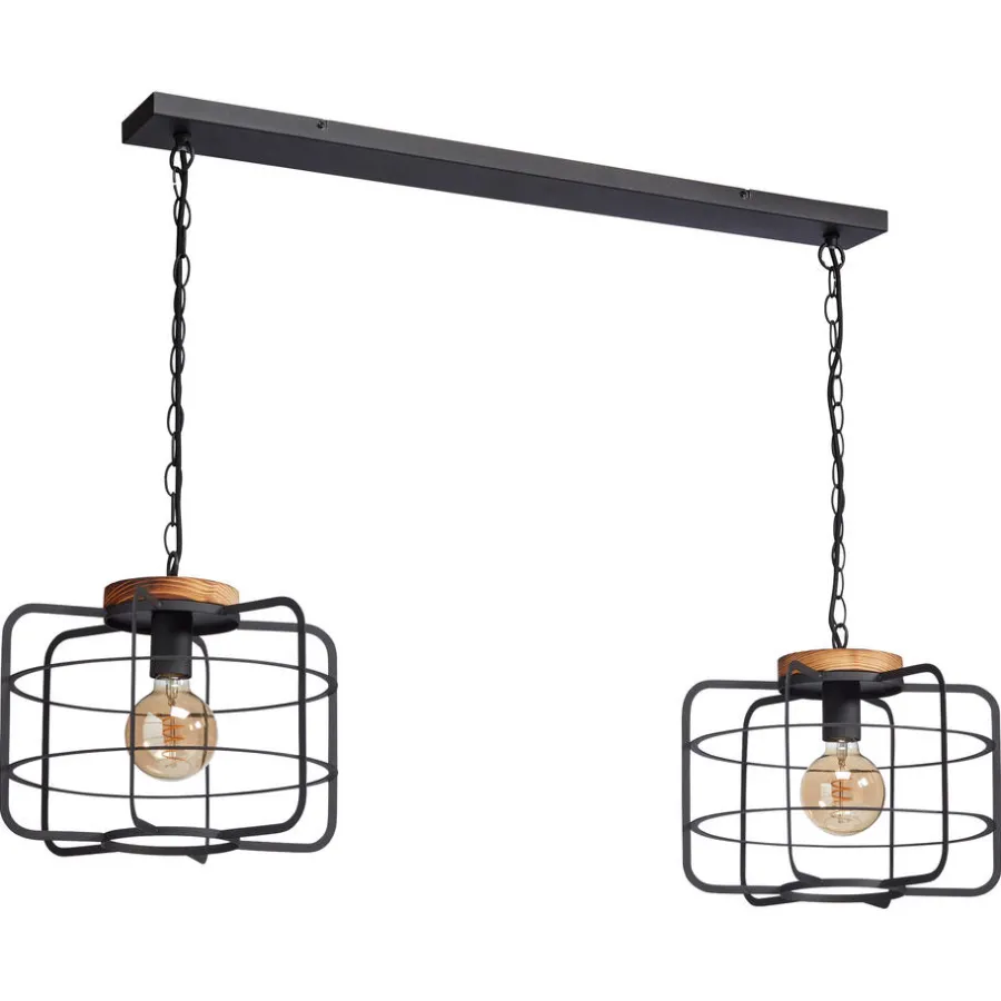 Kwantum Hanglampen*Hanglamp Wood 2-Lichts Zwart