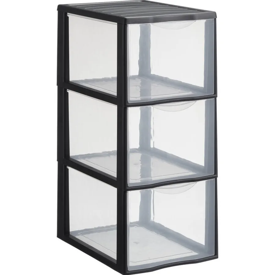 Kwantum Opbergboxen & Lades*Ladekast 3 Lades Hoog Zwart