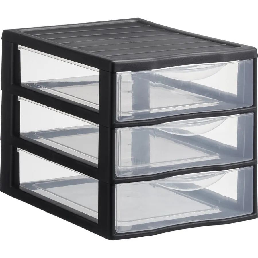 Kwantum Opbergboxen & Lades*Ladekast 3 Lades Zwart