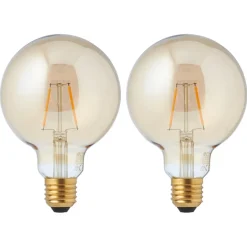 Kwantum Lichtbronnen*Led Lamp 95mm Goud 2,5W E27 2 Stuks