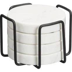 Kwantum Onderzetters|Onderzetters*Onderzetters Marmer 4 Stuks Wit