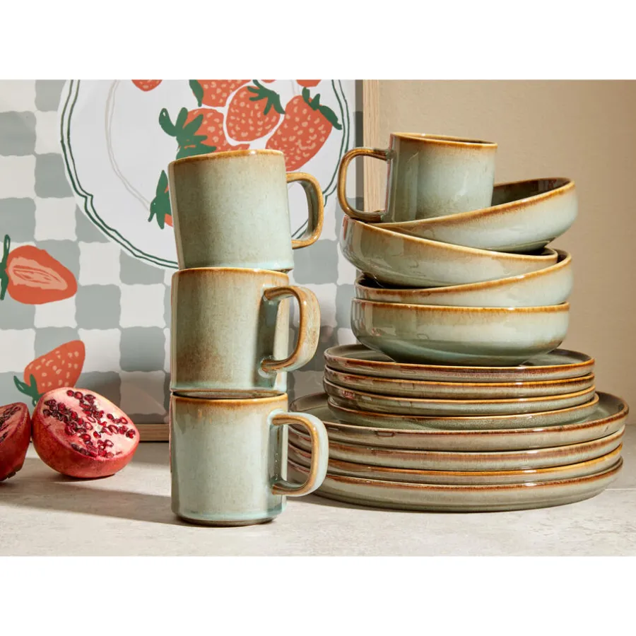 Kwantum Kerstservies|Serviessets*Serviesset 16-Delig Glazuur Groen