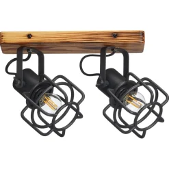 Kwantum Spots*Spot Wood 2-Lichts Zwart