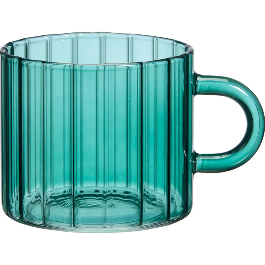 Kwantum Glazen|Glazen*Theeglas Solo Ribbel - 260 Ml Petrol