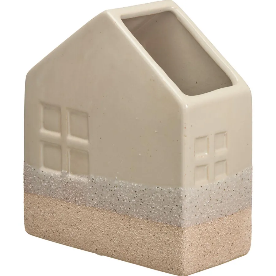 Kwantum Vazen & Potten*Vaas Huis Naturel 14x7,2x15,5 Cm 14x7x16 Cm